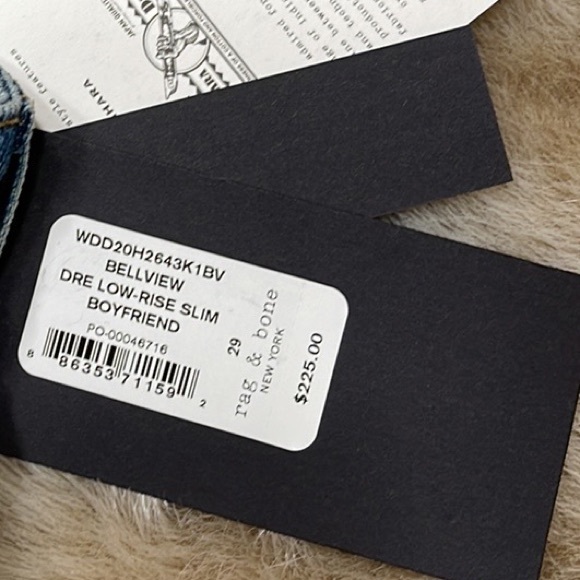 Rag & Bone
Dre Low-rise Slim Boyfriend Jeans • Bellview size 29 NWT - Picture 14 of 15